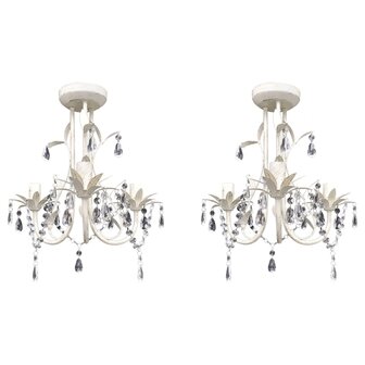 Kroonluchters kristal 2 st elegant wit