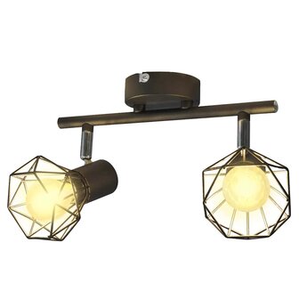 Plafondlamp met 2 LED&#039;s industri&euml;le stijl zwart