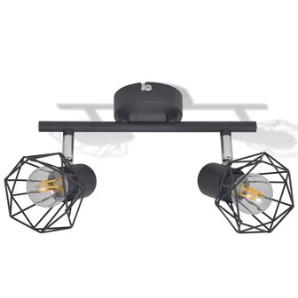Plafondlamp met 2 LED&#039;s industri&euml;le stijl zwart