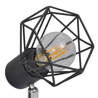 Plafondlamp met 2 LED&#039;s industri&euml;le stijl zwart