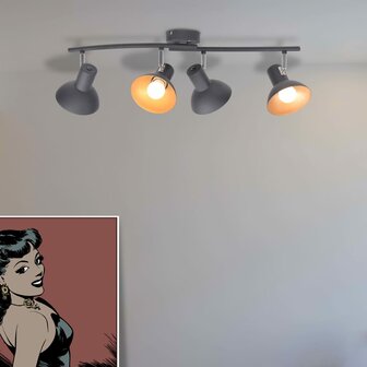 Plafondlamp voor 4 peertjes E27 zwart en goud