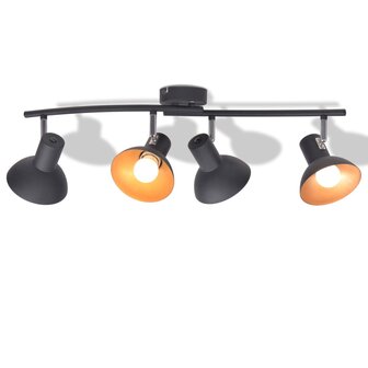 Plafondlamp voor 4 peertjes E27 zwart en goud