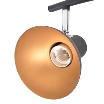 Plafondlamp voor 4 peertjes E27 zwart en goud