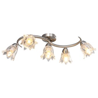 Plafondlamp met glazen tulpvormige kappen 5xE14 transparant