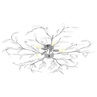 Plafondlamp met acryl kristallen bladarmen voor 5xE14 wit