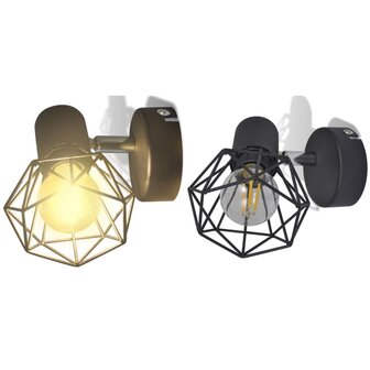 Wandlampen 2 st met LED industri&euml;le stijl zwart