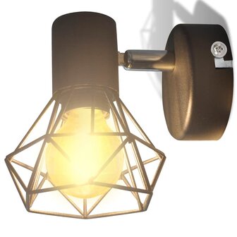 Wandlampen 2 st met LED industri&euml;le stijl zwart