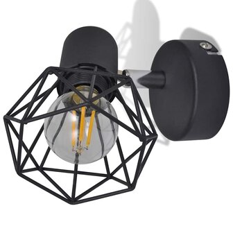 Wandlampen 2 st met LED industri&euml;le stijl zwart