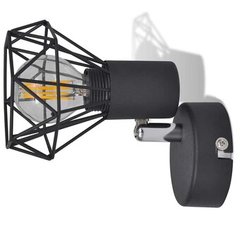 Wandlampen 2 st met LED industri&euml;le stijl zwart
