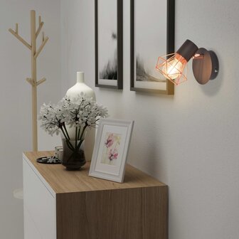 Wandlamp E14 zwart en koper 2 st