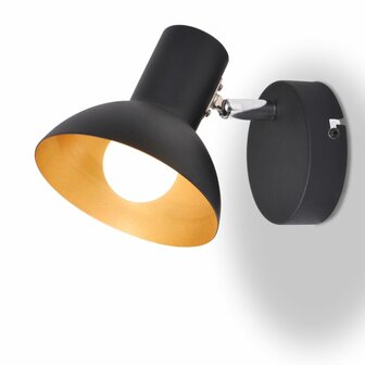 Wandlampen voor 2 peertjes E27 zwart en goud 2 st