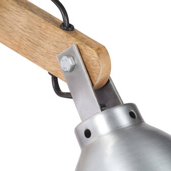 Wandlamp E27 massief mangohout en ijzer zilverkleurig