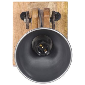 Wandlamp E27 massief mangohout en ijzer zilverkleurig
