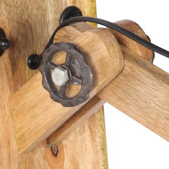 Wandlamp E27 massief mangohout en ijzer zilverkleurig