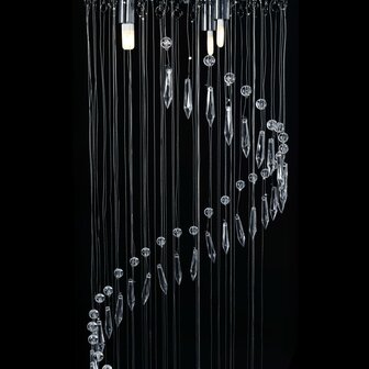 Plafondlamp met kristallen kralen spiraal G9 zilverkleurig