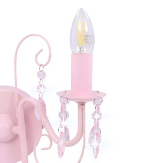 Wandlamp met kralen 2 x E14 roze