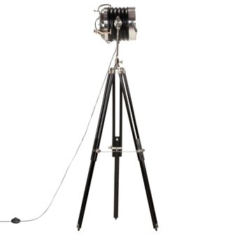 Vloerlamp driepoot 171 cm massief mangohout zwart