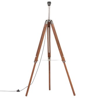 Vloerlamp driepoot 141 cm massief teakhout honingbruin en wit