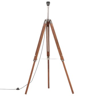 Vloerlamp driepoot 141 cm massief teakhout honingbruin en zwart