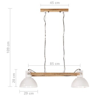 Hanglamp industrieel 25 W E27 109 cm wit