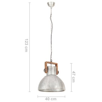 Hanglamp industrieel rond 25 W E27 40 cm zilverkleurig