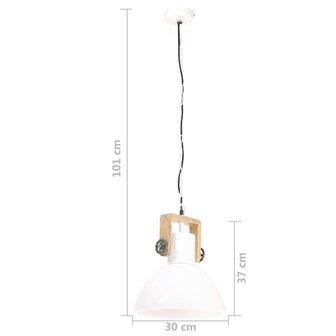 Hanglamp industrieel rond 25 W E27 30 cm wit