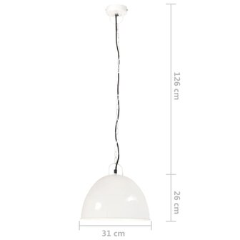 Hanglamp industrieel vintage rond 25 W E27 31 cm wit