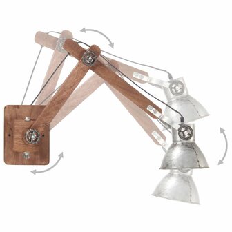 Wandlamp industrieel rond E27 zilverkleurig