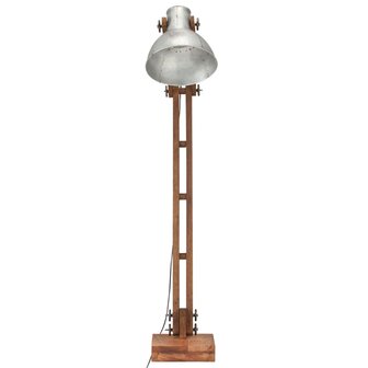 Vloerlamp E27 massief mangohout zilverkleurig