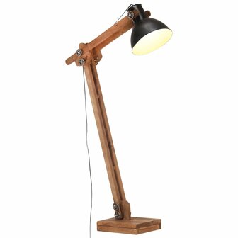 Vloerlamp E27 massief mangohout zwart