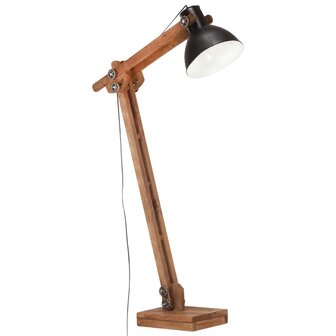 Vloerlamp E27 massief mangohout zwart