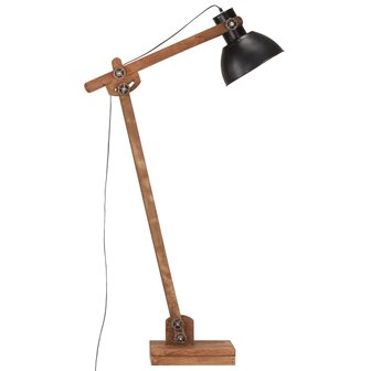 Vloerlamp E27 massief mangohout zwart