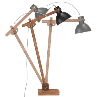 Vloerlamp E27 massief mangohout zwart