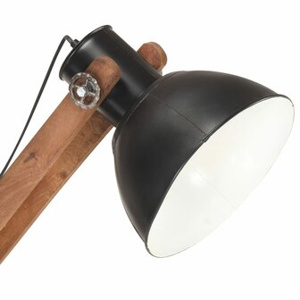 Vloerlamp E27 massief mangohout zwart