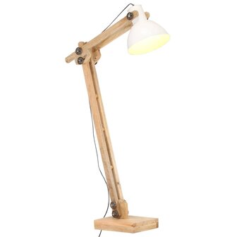 Vloerlamp E27 massief mangohout wit
