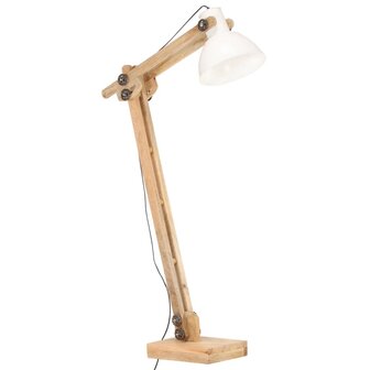 Vloerlamp E27 massief mangohout wit