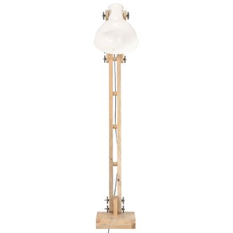 Vloerlamp E27 massief mangohout wit