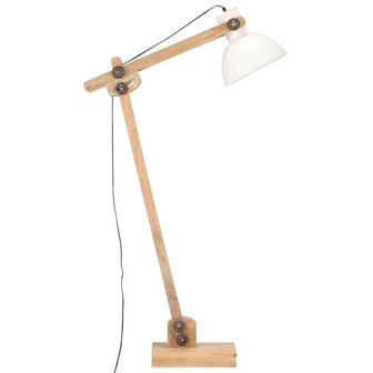 Vloerlamp E27 massief mangohout wit