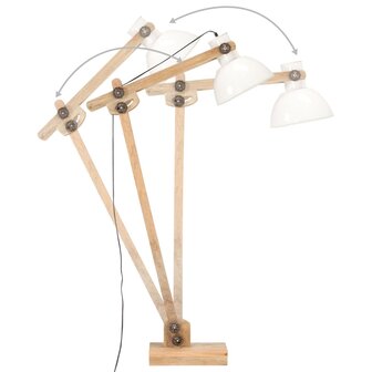 Vloerlamp E27 massief mangohout wit