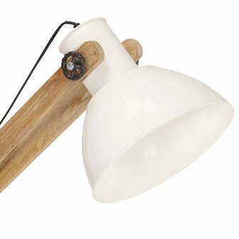 Vloerlamp E27 massief mangohout wit