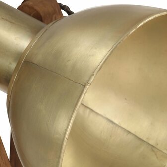 Vloerlamp E27 massief mangohout messingkleurig