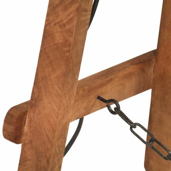 Vloerlamp E27 massief mangohout messingkleurig