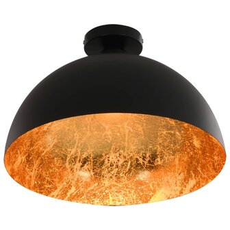 Plafondlampen 2 st halfrond E27 zwart en goudkleurig