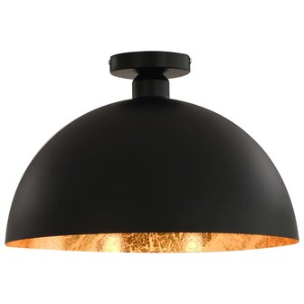 Plafondlampen 2 st halfrond E27 zwart en goudkleurig