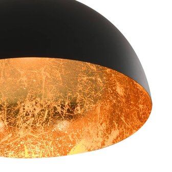 Plafondlampen 2 st halfrond E27 zwart en goudkleurig
