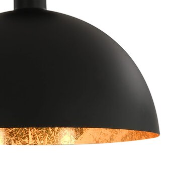 Plafondlampen 2 st halfrond E27 zwart en goudkleurig