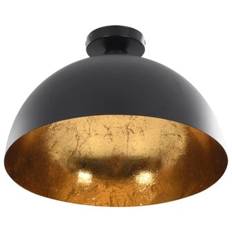 Plafondlampen 2 st halfrond E27 zwart en goudkleurig