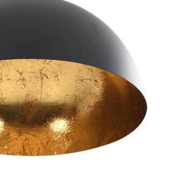 Plafondlampen 2 st halfrond E27 zwart en goudkleurig