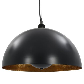 Plafondlampen 2 st halfrond E27 40 cm zwart en goudkleurig