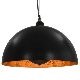 Plafondlampen 2 st halfrond E27 40 cm zwart en goudkleurig